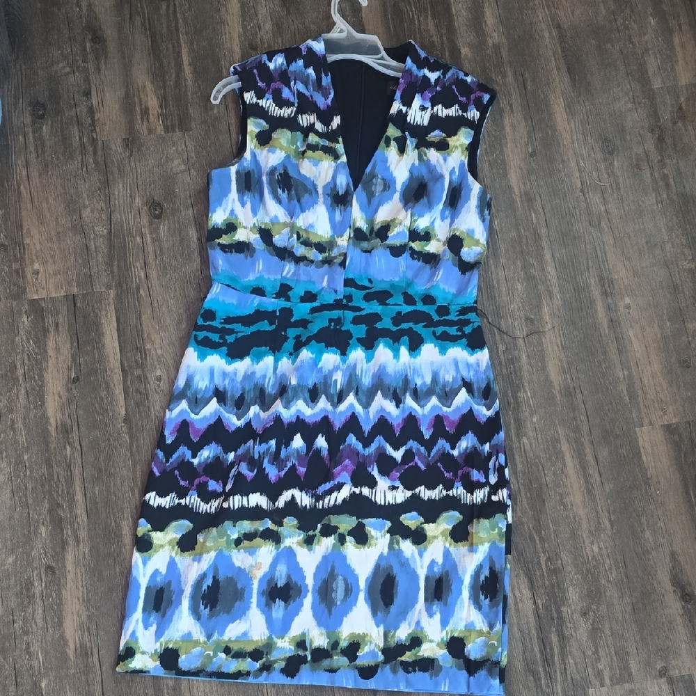Multicolor Patterned Sleeveless Dress, There Is A Small Stain On Lower Dress,pic